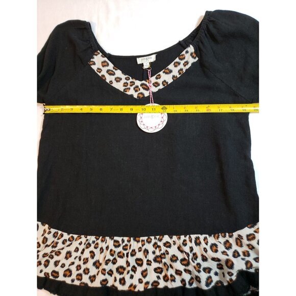 Umgee Linen blend tunic black animal print long balloon sleeves size S NEW - Picture 11 of 16